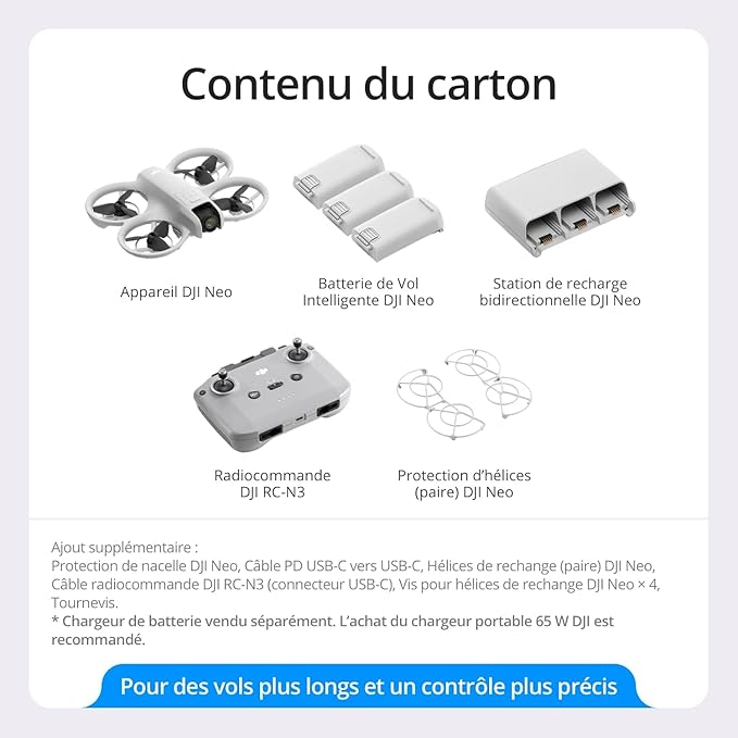 DJI Neo Drone Fly More Combo, Mini Drone with 4K UHD Camera for Adults , Under 249 g, 3-Axis Gimbal Stabilization, 10km Video Transmission, Auto Return & More features