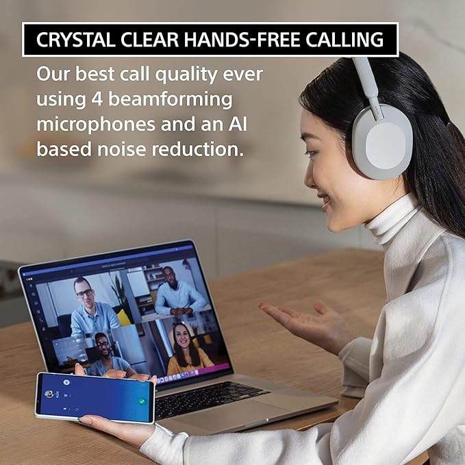 SO'NY Best Active Noise Cancelling Wireless Bluetooth Over Ear Headphones with Mic for Clear