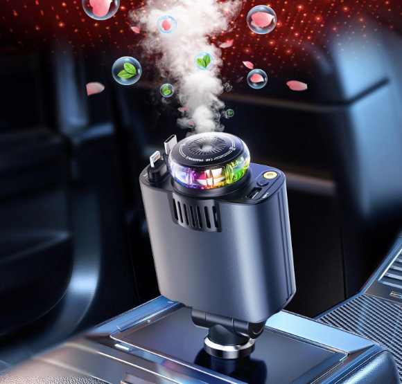 "Starlight Retractable Car Charger with Aromatherapy 5-in-1: Retractable Charger, Diffuser & Starlight Car Companion"