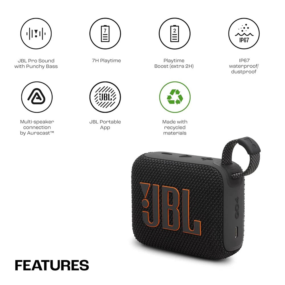 JBL Go 4, Wireless Ultra Portable Bluetooth Speaker, Type C (Without Mic)