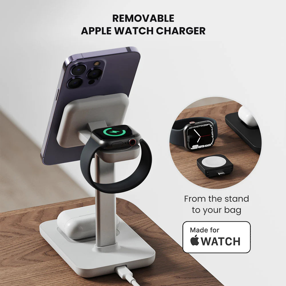 Journey MagSafe Compatible 3-in-1 Wireless Charging Stand with Wall Charger
