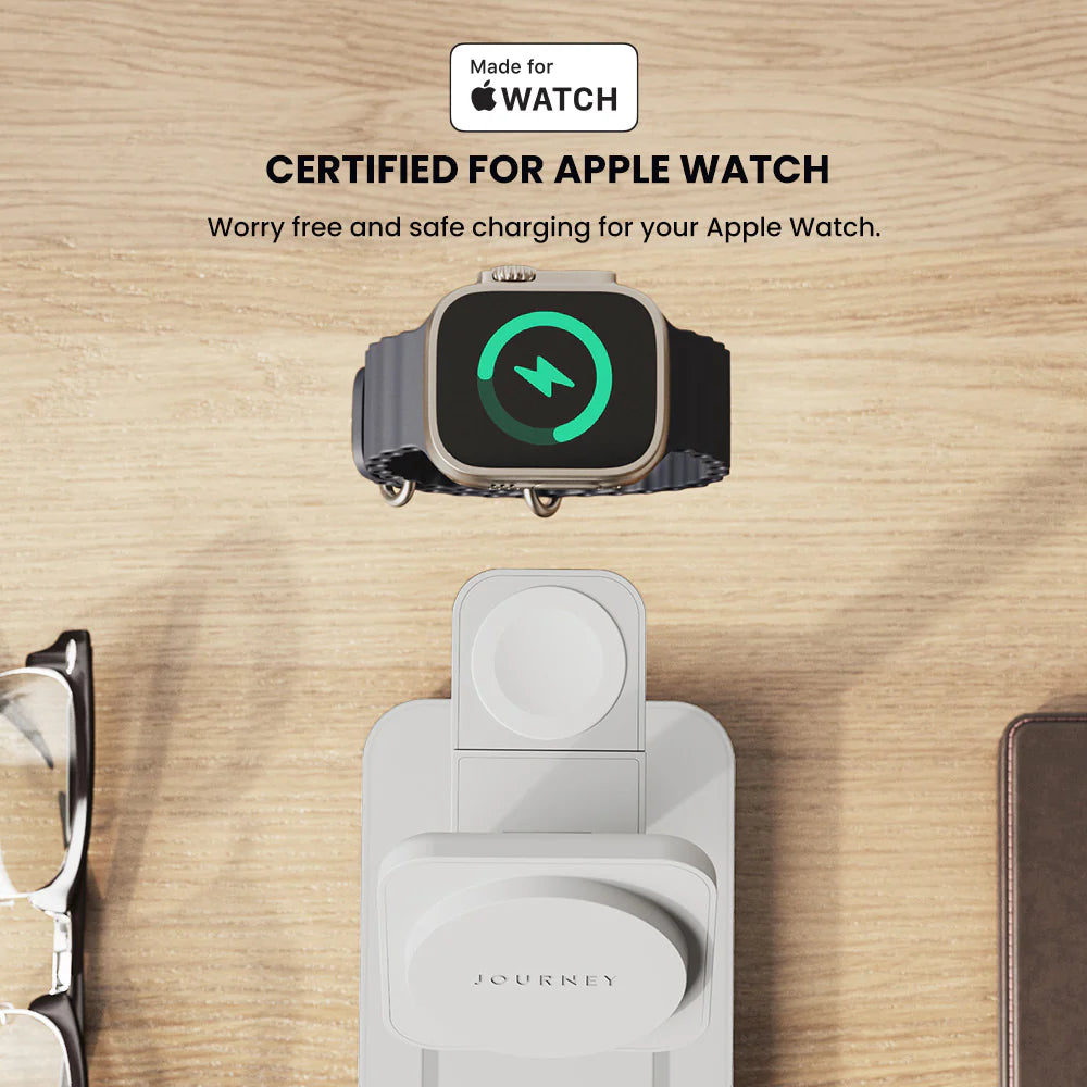 Journey MagSafe Compatible 3-in-1 Wireless Charging Stand with Wall Charger