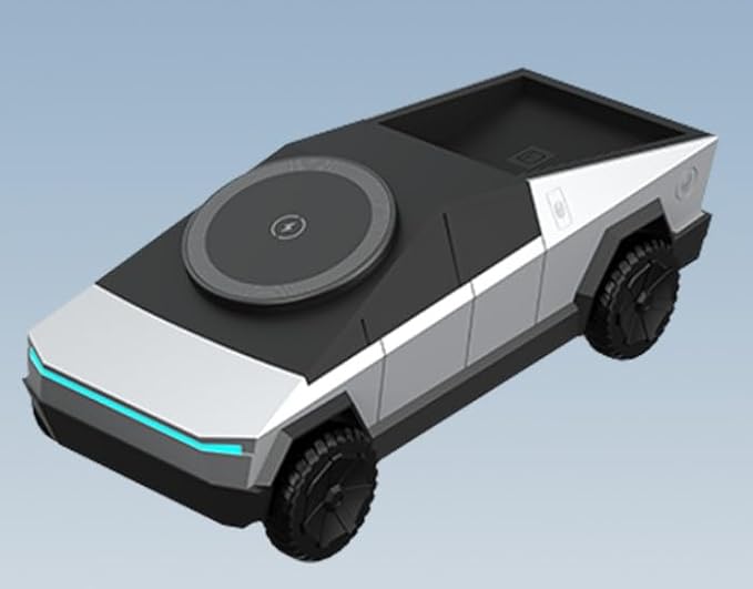 Cybers-Dock Cyber-truck-like 3-in-1 Wireless Charging Station | Fast Charging Dock for Phone, Watch & Earbuds