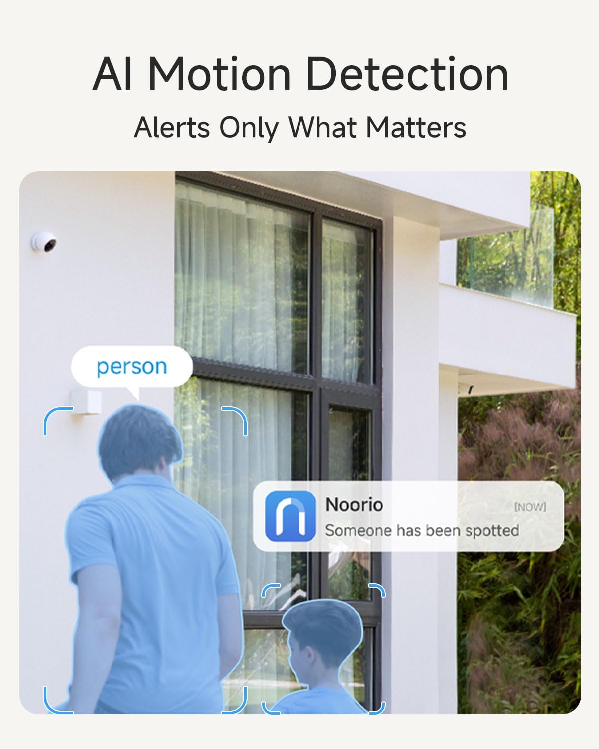 Noorio Security Cameras Wireless Outdoor/Indoor Magnetic, Cameras for Home Security Battery Powered, 1080P AI Motion Detection 2.4G WiFi Security Camera Outdoor, 8GB Free Local Storage MagCam, B200-SE