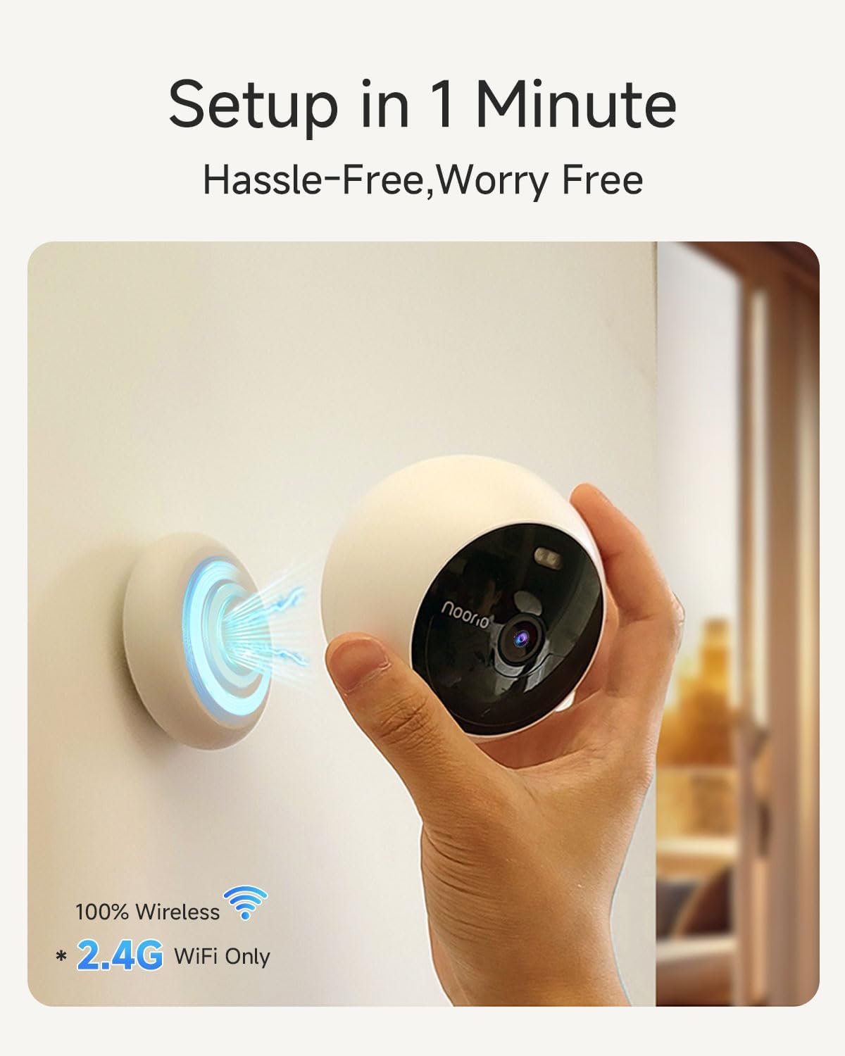 Noorio Security Cameras Wireless Outdoor/Indoor Magnetic, Cameras for Home Security Battery Powered, 1080P AI Motion Detection 2.4G WiFi Security Camera Outdoor, 8GB Free Local Storage MagCam, B200-SE