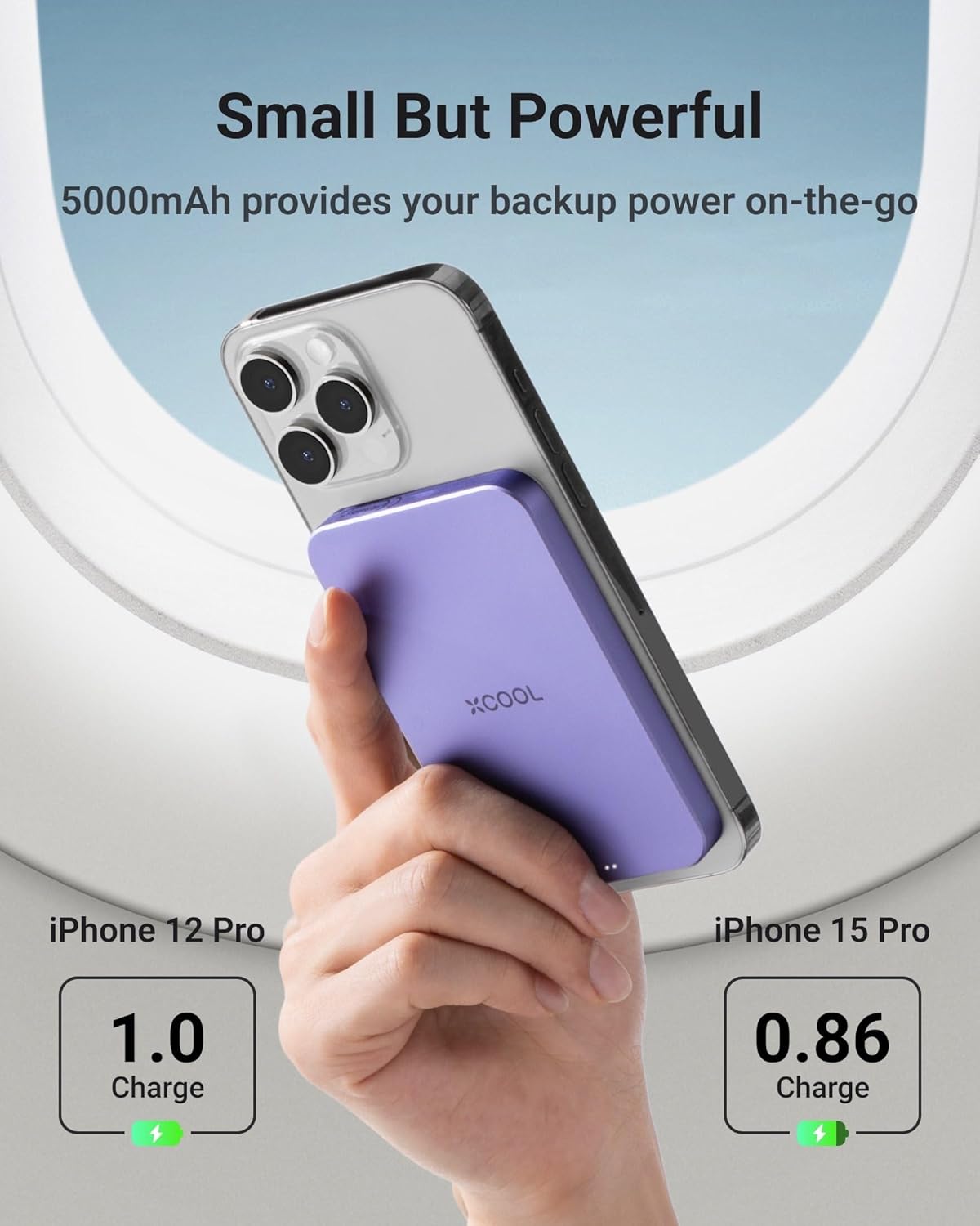X-Cool Magnetic Phone Charger, 10,000 mAh Ultra-Slim Magnetic Power Bank, Magnetic Portable Charger with USB-C Cable