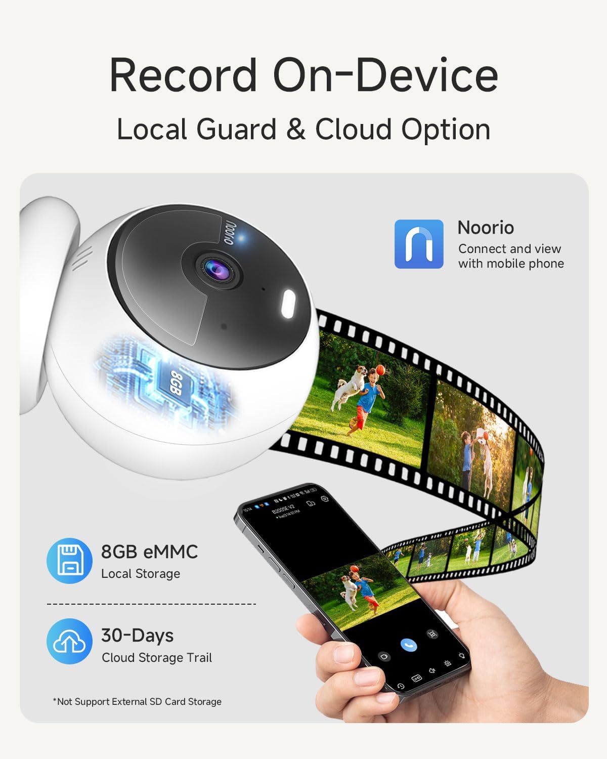 Noorio Security Cameras Wireless Outdoor/Indoor Magnetic, Cameras for Home Security Battery Powered, 1080P AI Motion Detection 2.4G WiFi Security Camera Outdoor, 8GB Free Local Storage MagCam, B200-SE