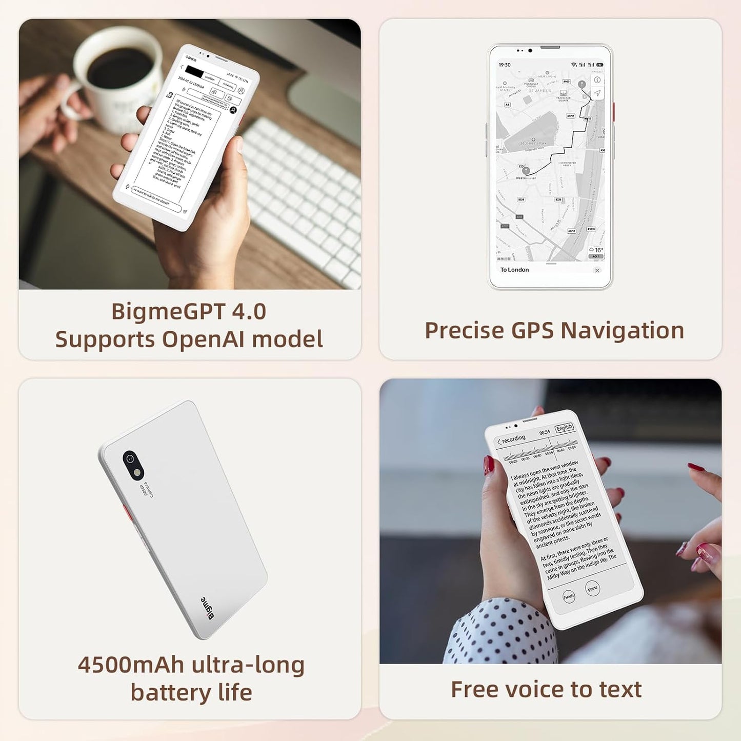 E - INK - Phone Hi-Break Pro 6.13" E-paper Cell Phone 8+256 GB Android 14 OS Smart Phone,5G Dual SIM, GPS