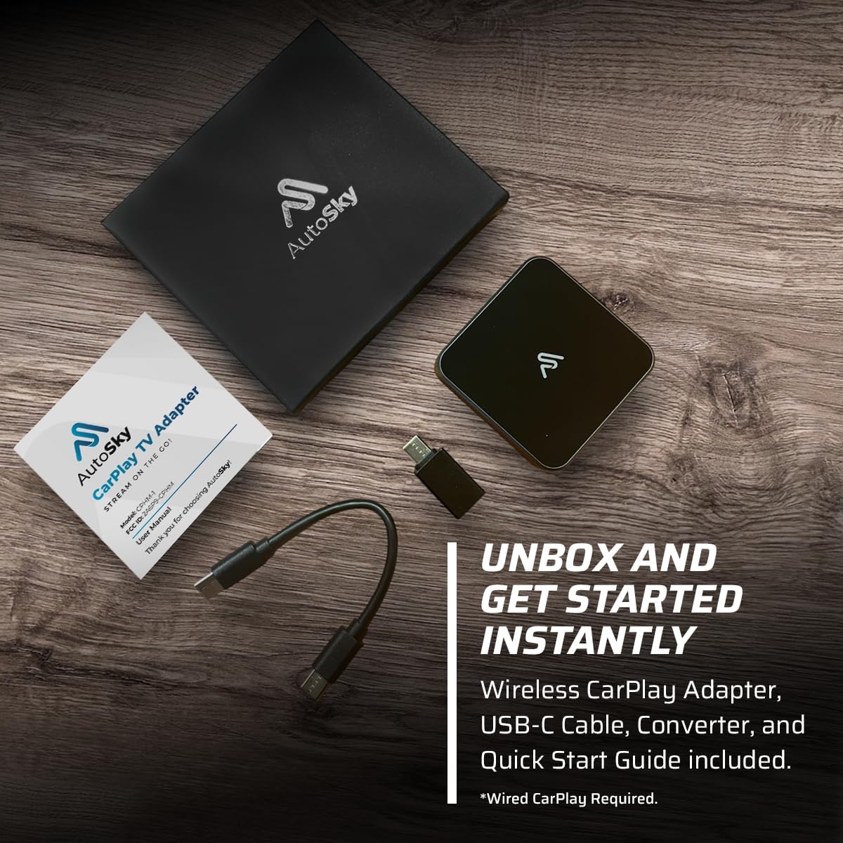 Auto_Sky CarPlay TV Adapter – Convert Any Wired CarPlay to Wireless CarPlay - Plug in a TV Stick to Stream Netflix, YouTube, and More