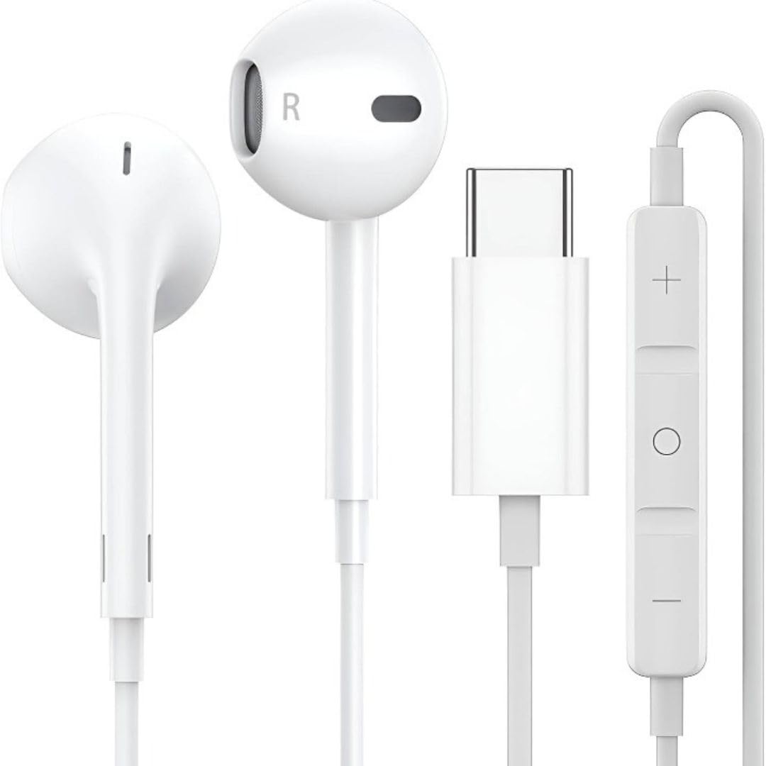USB- Type C Headphone for iPhone Wired Earbuds with Mic and Noise Cancelling