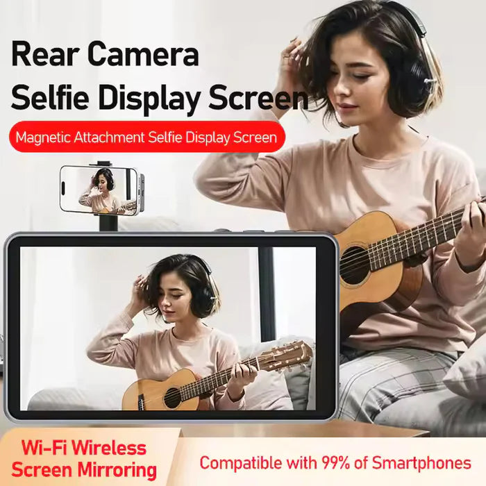 Phone Vlog Selfie Monitor Screen, Magnetic Phone Holder Clip Mount, Iphone & Andriod