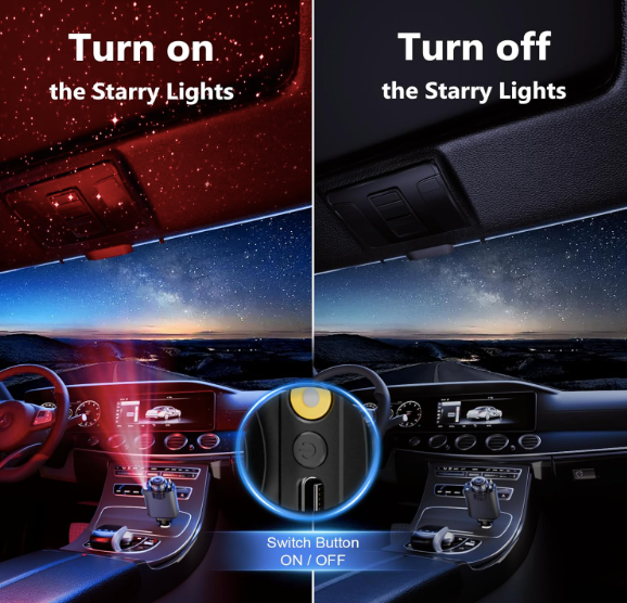 "Starlight Retractable Car Charger with Aromatherapy 5-in-1: Retractable Charger, Diffuser & Starlight Car Companion"