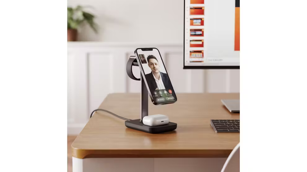 Journey MagSafe Compatible 3-in-1 Wireless Charging Stand with Wall Charger