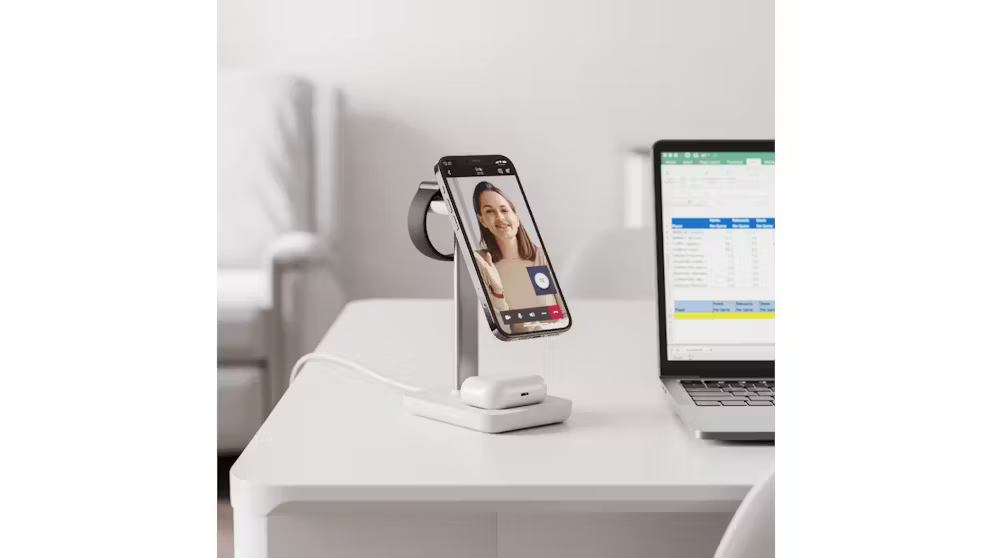 Journey MagSafe Compatible 3-in-1 Wireless Charging Stand with Wall Charger