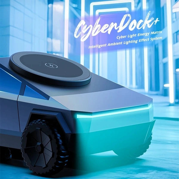 Cybers-Dock Cyber-truck-like 3-in-1 Wireless Charging Station | Fast Charging Dock for Phone, Watch & Earbuds