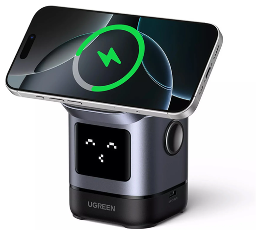 Ugreen mini portable wireless Stand, 3 in 1 Fast Charge Charging Station Compatible with Mag safe Charger Stand for iPhone + AirPods
